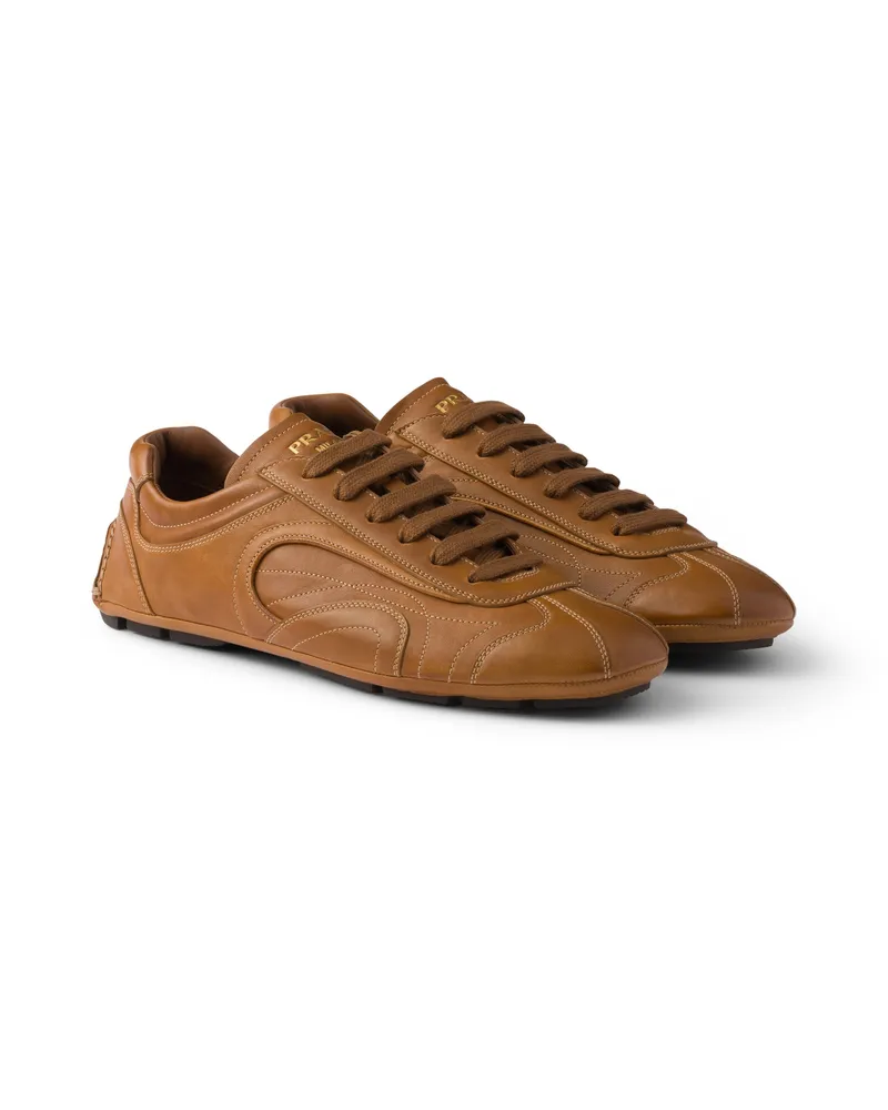 Prada Montecarlo Re-edition 2005 Sneaker Aus Antikisiertem Nappaleder, Herren, Karamell, Größe 12 Karamell