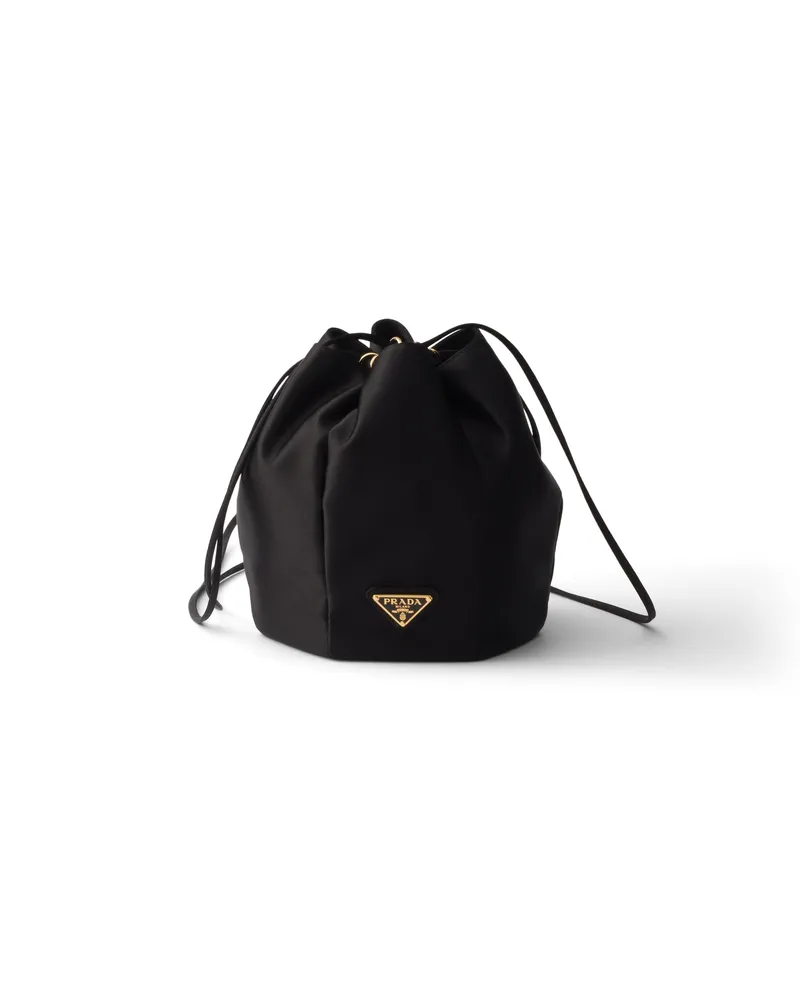 Prada Mini-bucket-bag Aus Satin, Damen, Schwarz Schwarz