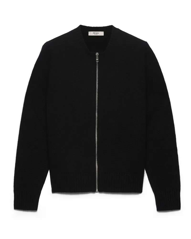 Prada Cashmere Zipper Cardigan, Damen, Schwarz, Größe Schwarz