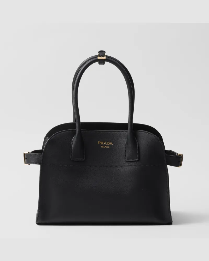 Prada Mittelgroße Tote Bag aus Leder Schwarz