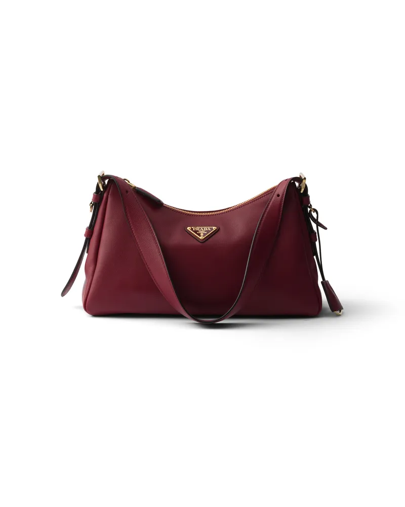 Prada Mittelgroße  Aimée Schultertasche Aus Leder, Damen, Karmesinrot Karmesinrot