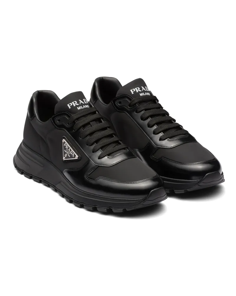 Prada Prax 01 Sneaker Aus Re-nylon Und Gebürstetem Leder, Herren, Schwarz, Größe 11 Schwarz