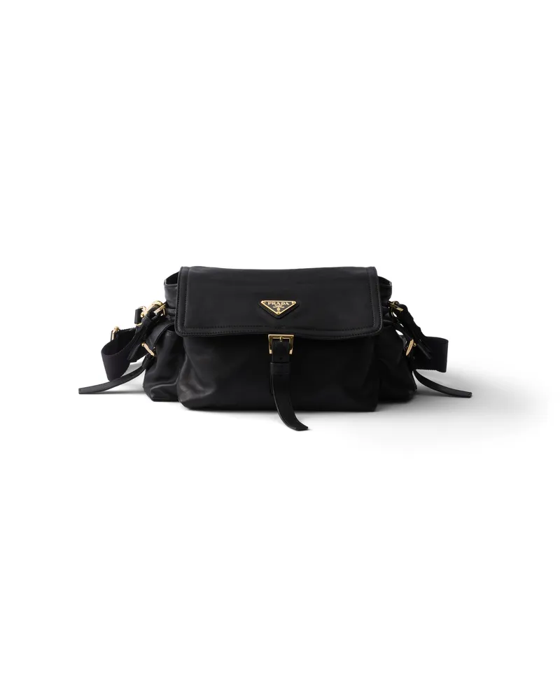 Prada Explore Schultertasche Aus Nappa-leder, Damen, Schwarz Schwarz