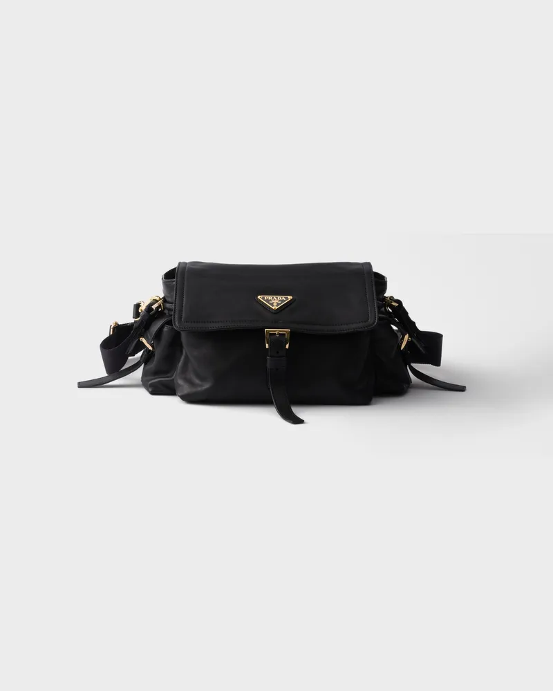 Prada Explore Schultertasche aus Nappa-Leder Schwarz
