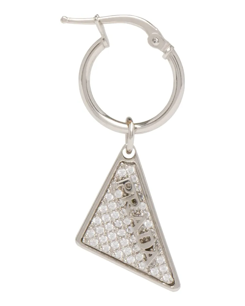 Prada Crystal Logo Jewels Langer Ohrring, Herren, Silber Silber