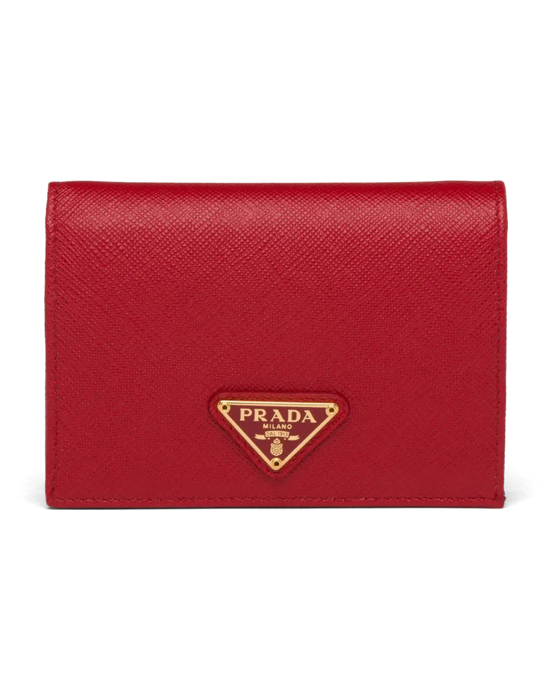 Prada Small Saffiano Leather Wallet Feuerrot
