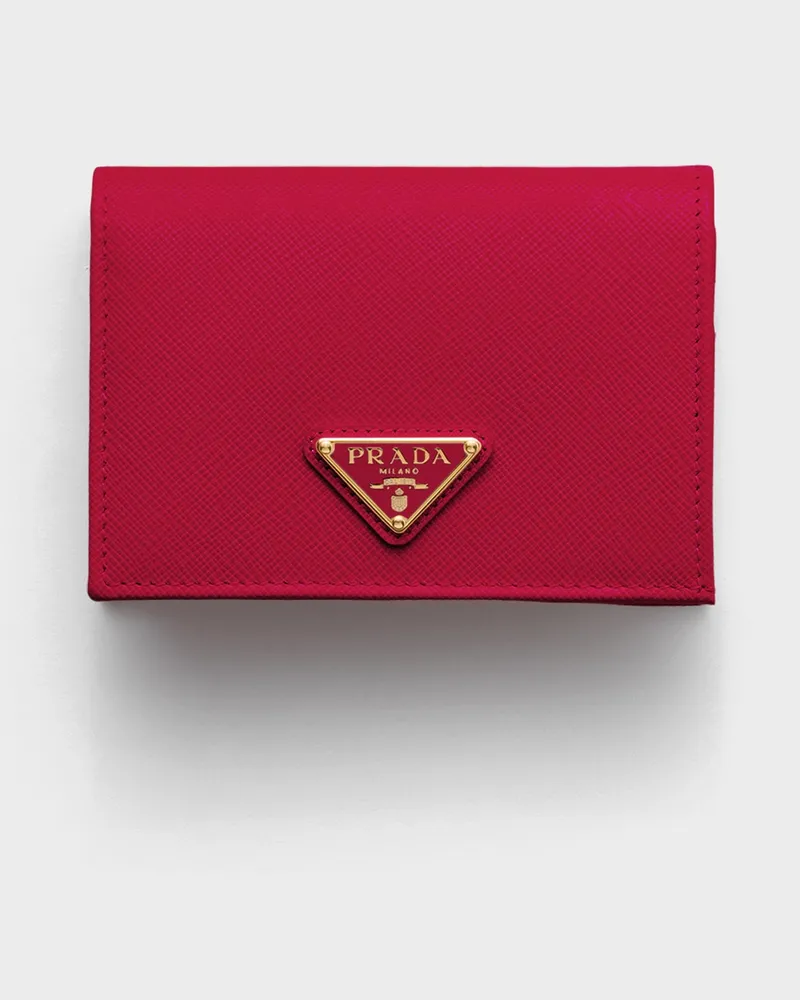 Prada Small Saffiano Leather Wallet Feuerrot
