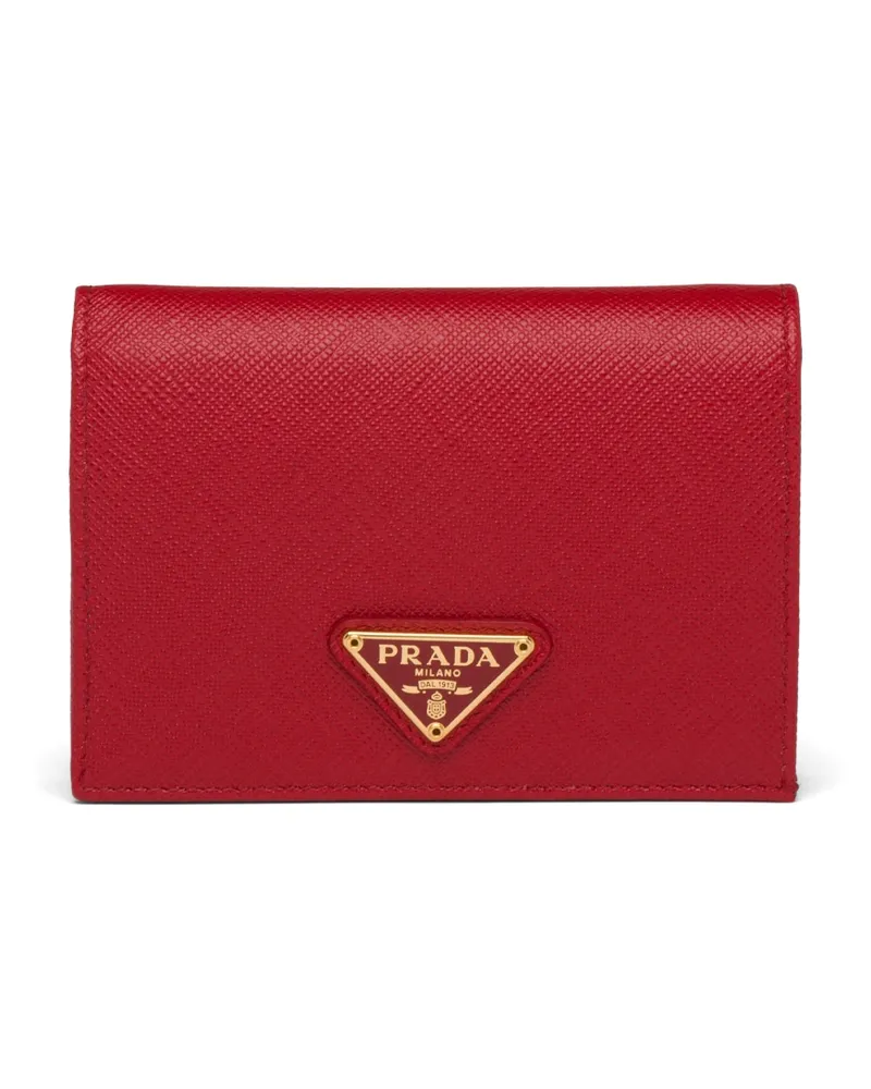 Prada Small Saffiano Leather Wallet, Damen, Feuerrot Feuerrot