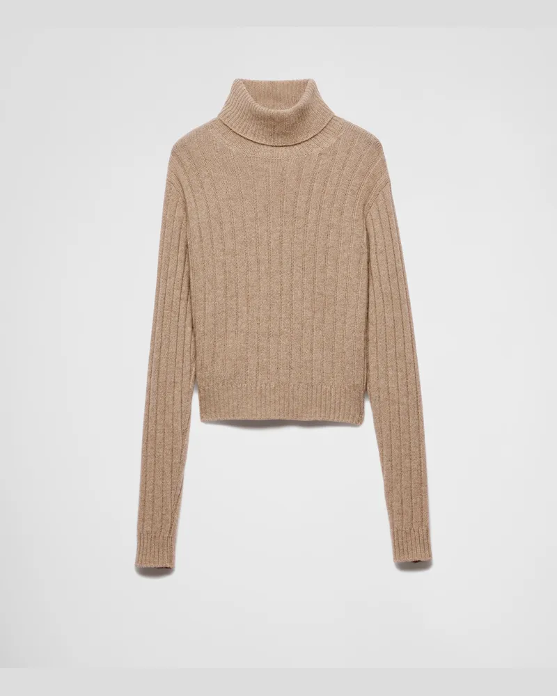 Prada Rollkragenpullover aus Re-Kaschmir Sandbeige