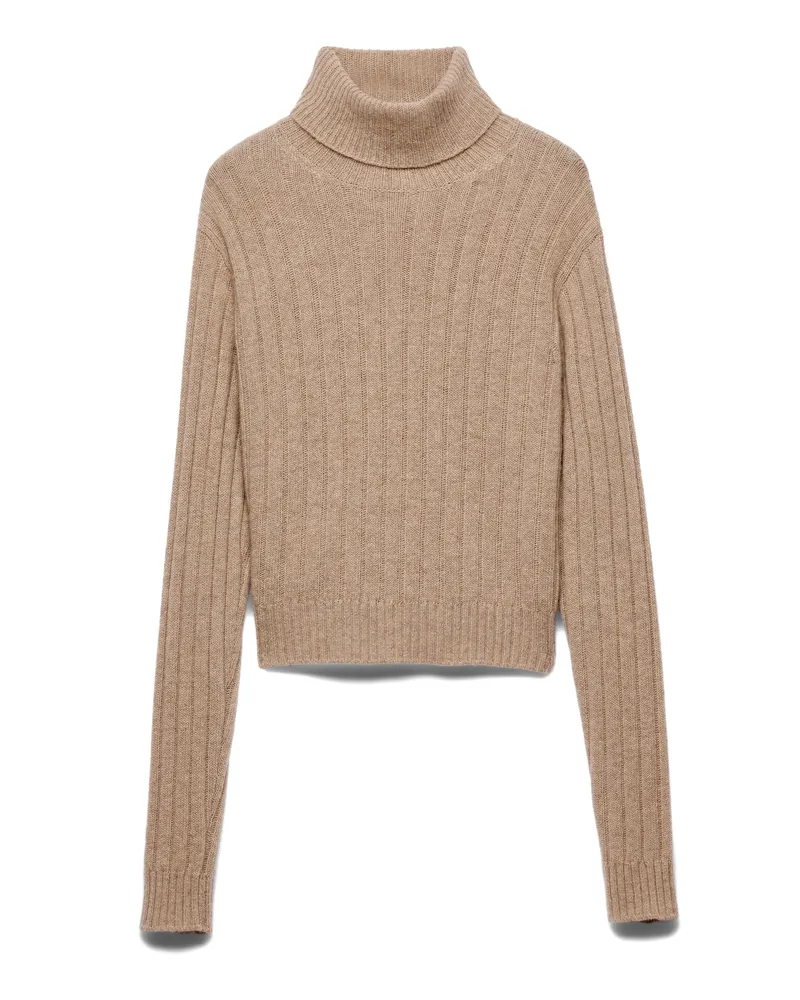 Prada Rollkragenpullover Aus Re-kaschmir, Damen, Sandbeige, Größe Sandbeige