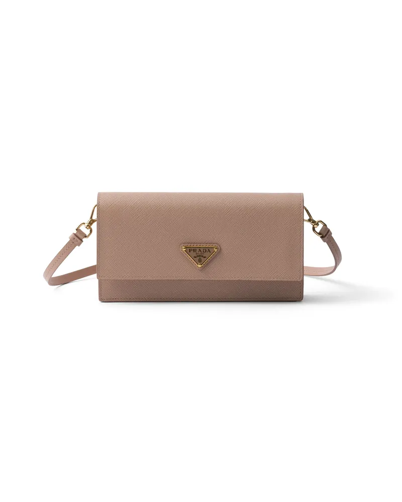Prada Mini Bag Aus Saffiano-leder, Damen, Puderrosa Puderrosa