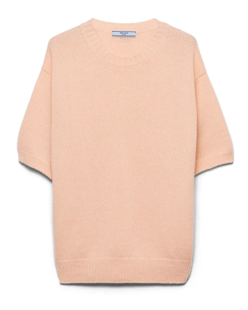 Prada Rundhalspullover Aus Wolle Und Kaschmir, Damen, Aprikose, Größe Aprikose