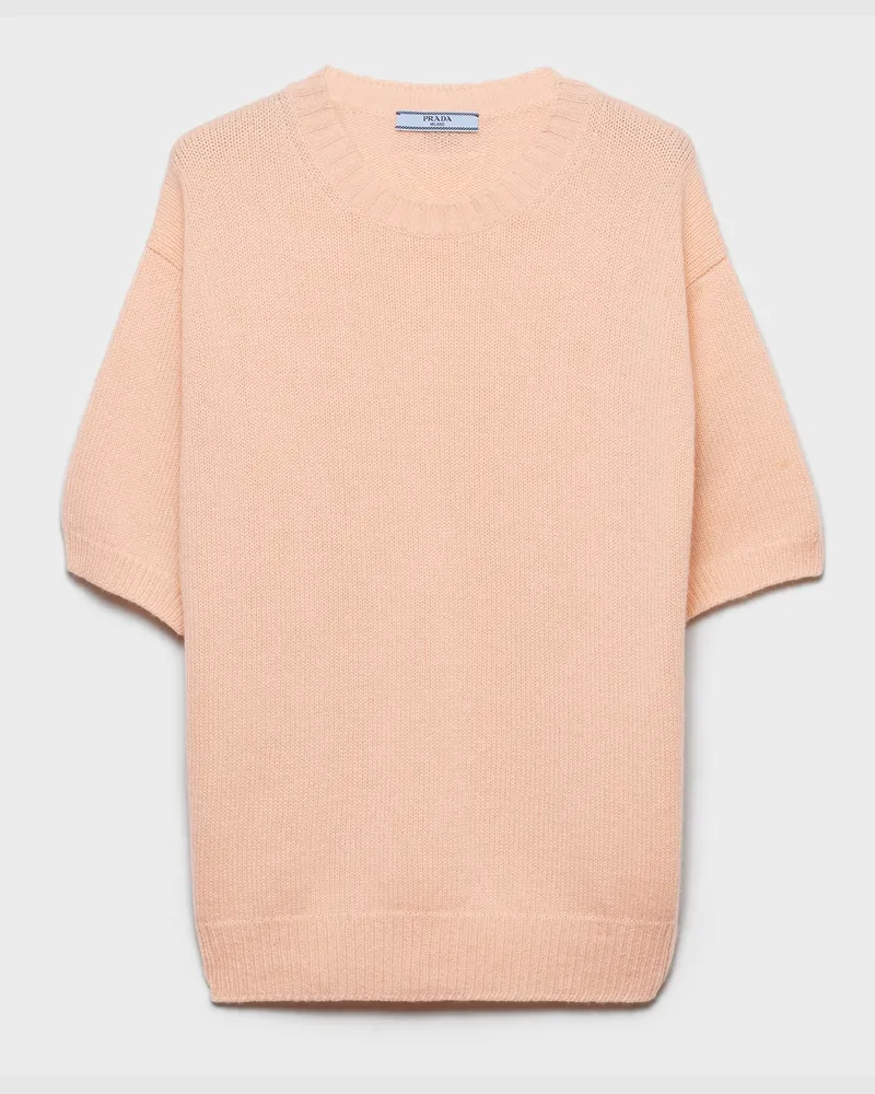 Prada Rundhalspullover aus Wolle und Kaschmir Aprikose