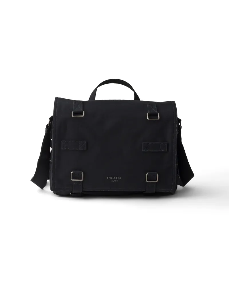 Prada Schultertasche Aus Canvas, Herren, Schwarz Schwarz