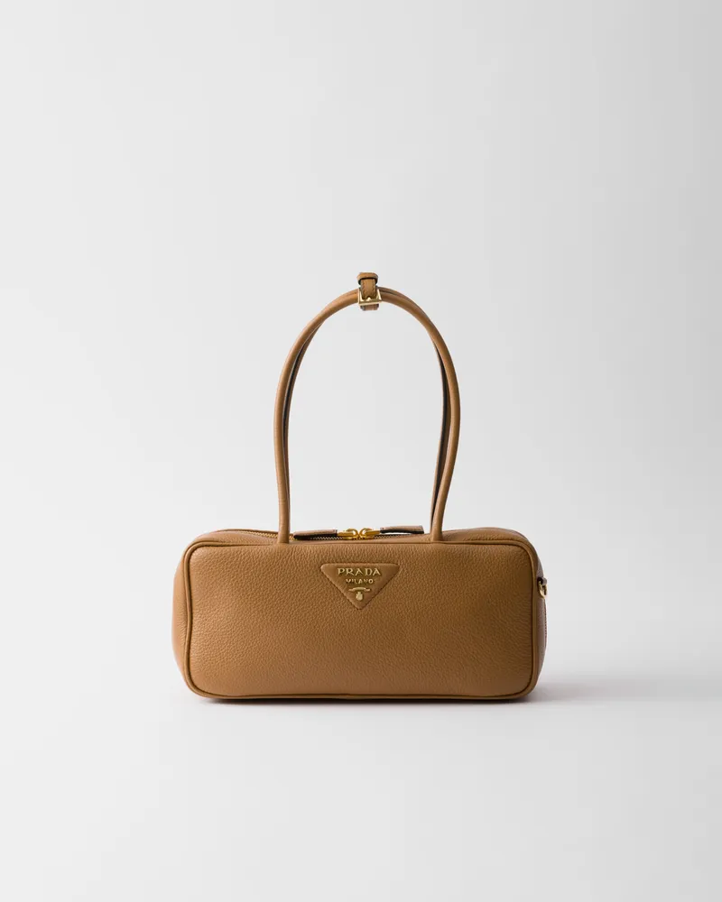 Prada Mittelgroße Henkeltasche aus Leder Karamell
