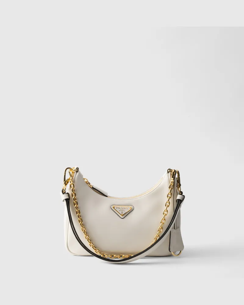 Prada Re-Edition Mini Bag aus Leder Weiss