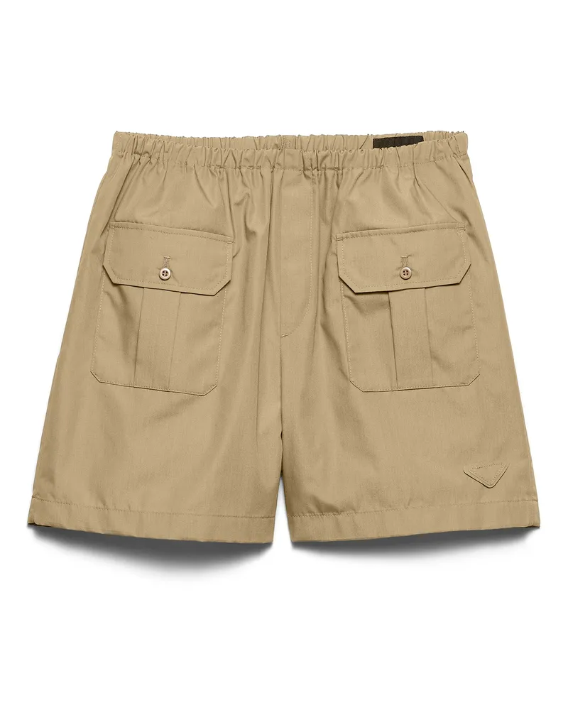 Prada Bermudas Aus Baumwoll-popeline, Herren, Khaki, Größe Khaki