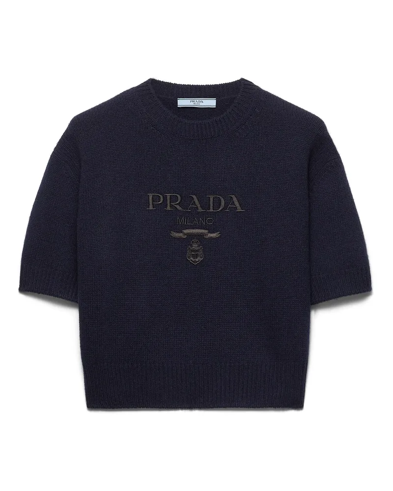 Prada Rundhalspullover Aus Wolle Und Kaschmir, Damen, Blau, Größe Blau
