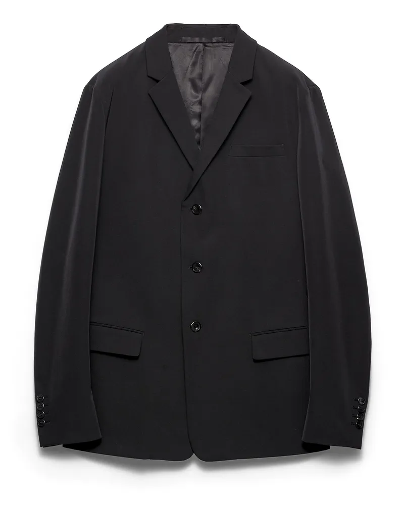 Prada Einreihige Jacke Aus Stretch-funktionsgewebe, Herren, Schwarz, Größe Schwarz