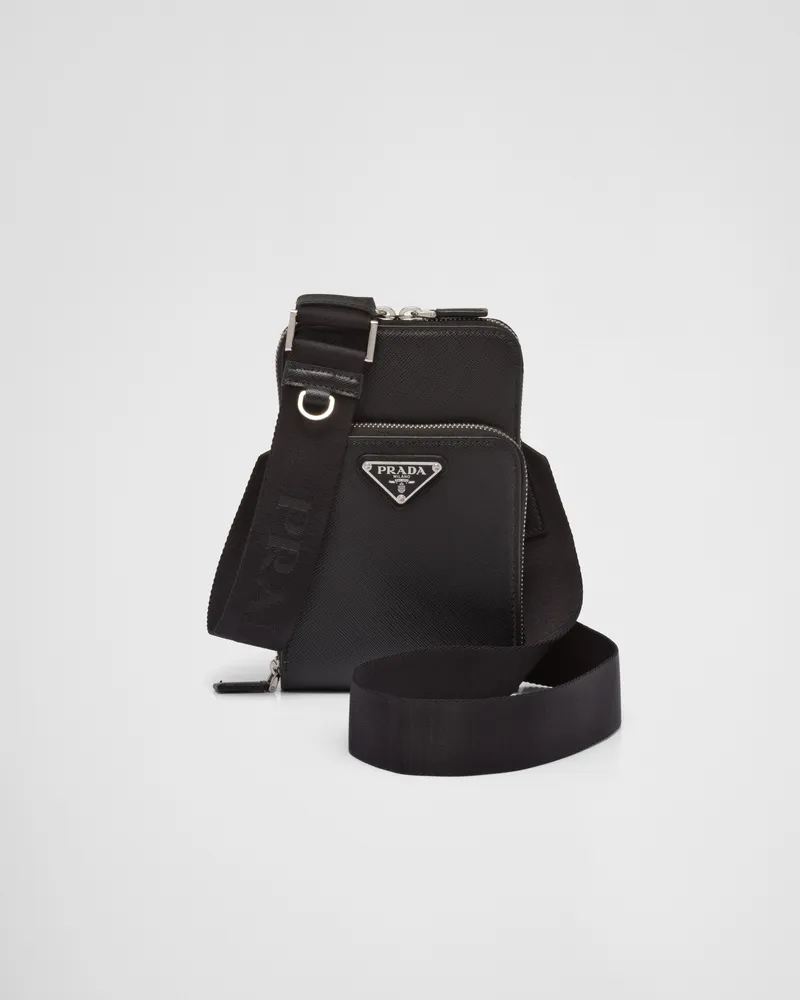 Prada Smartphone-Hülle aus Saffiano-Leder Schwarz