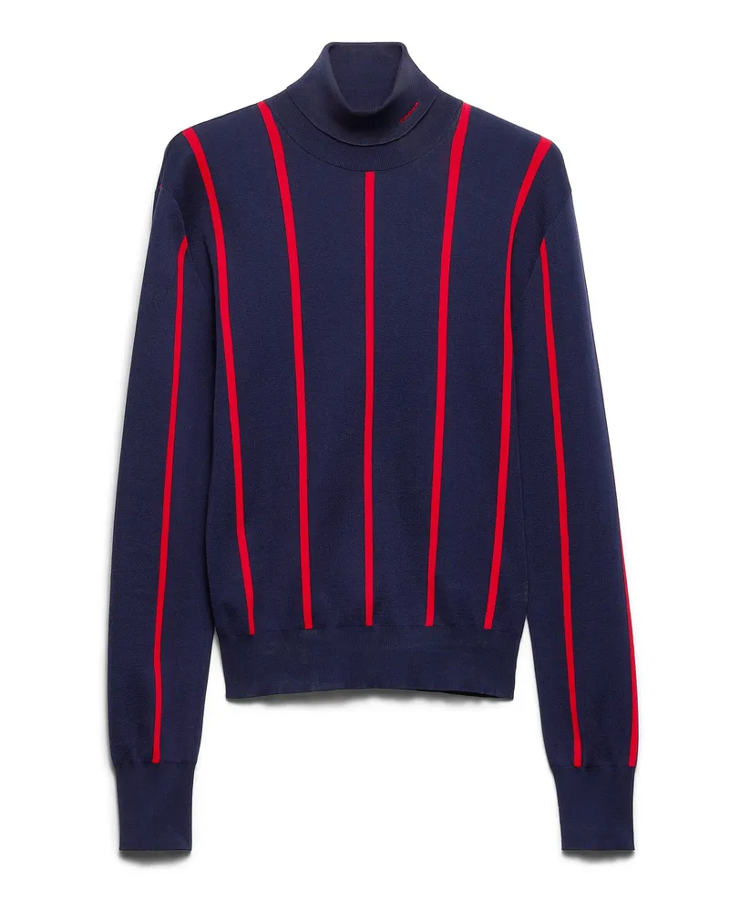 Prada Rollkragenpullover Aus Baumwolle, Herren, Blau/rot, Größe Blau