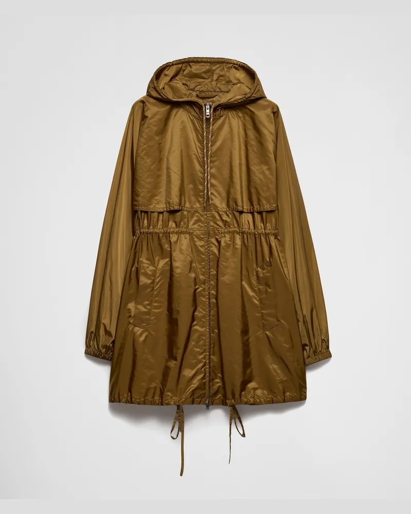 Prada Regenmantel aus leichtem Re-Nylon Korkbeige