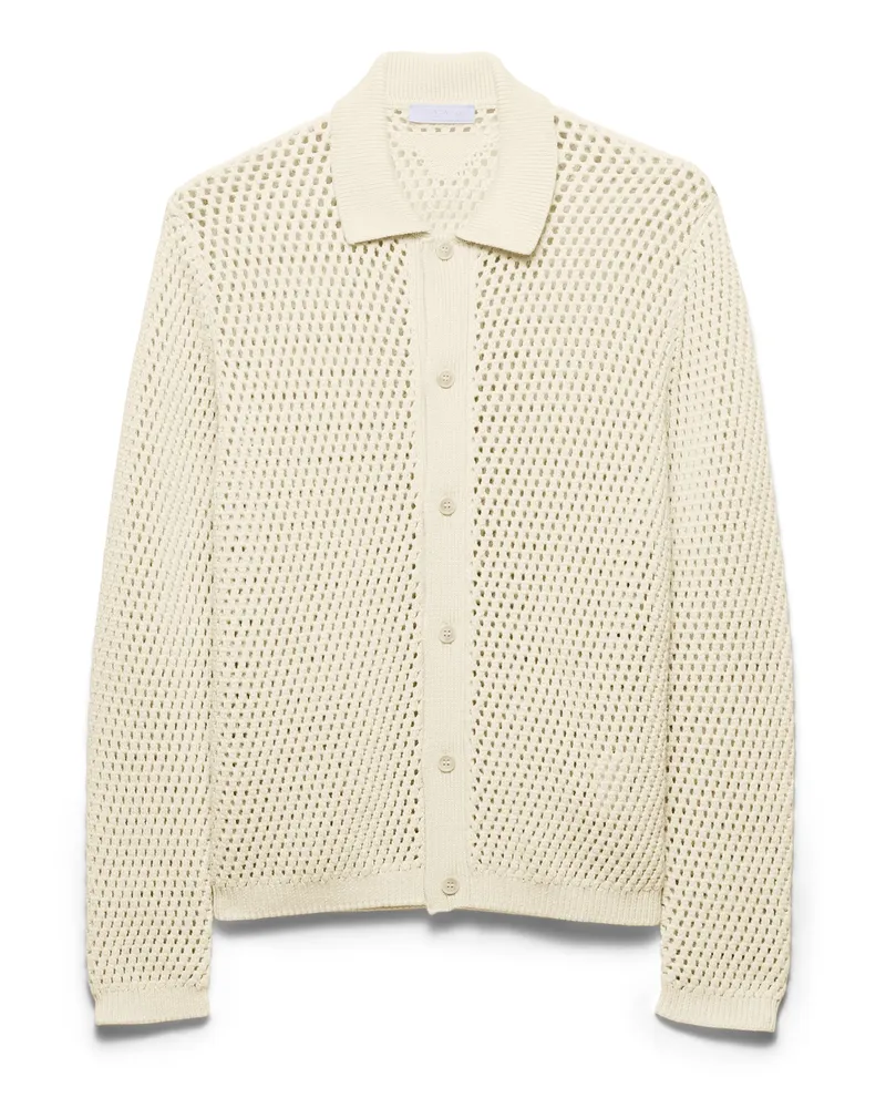 Prada Strickjacke Aus Leinen Und Baumwolle, Herren, Natur, Größe Natur