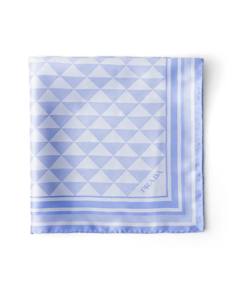 Prada Schal Aus Jacquard-seide 55x55, Damen, Welle/weiß Welle