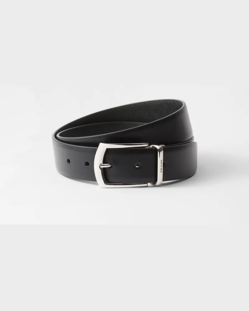 Prada Wendegürtel aus Saffiano und Leder Schwarz