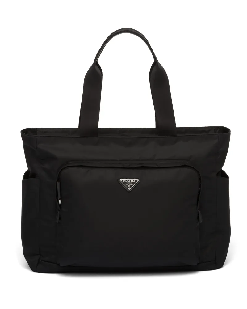 Prada Tote Bag Aus Saffiano-leder Und Re-nylon, Herren, Schwarz Schwarz