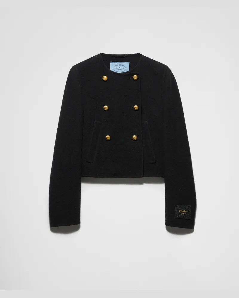 Prada Doppelreihige Jacke aus Twill Schwarz