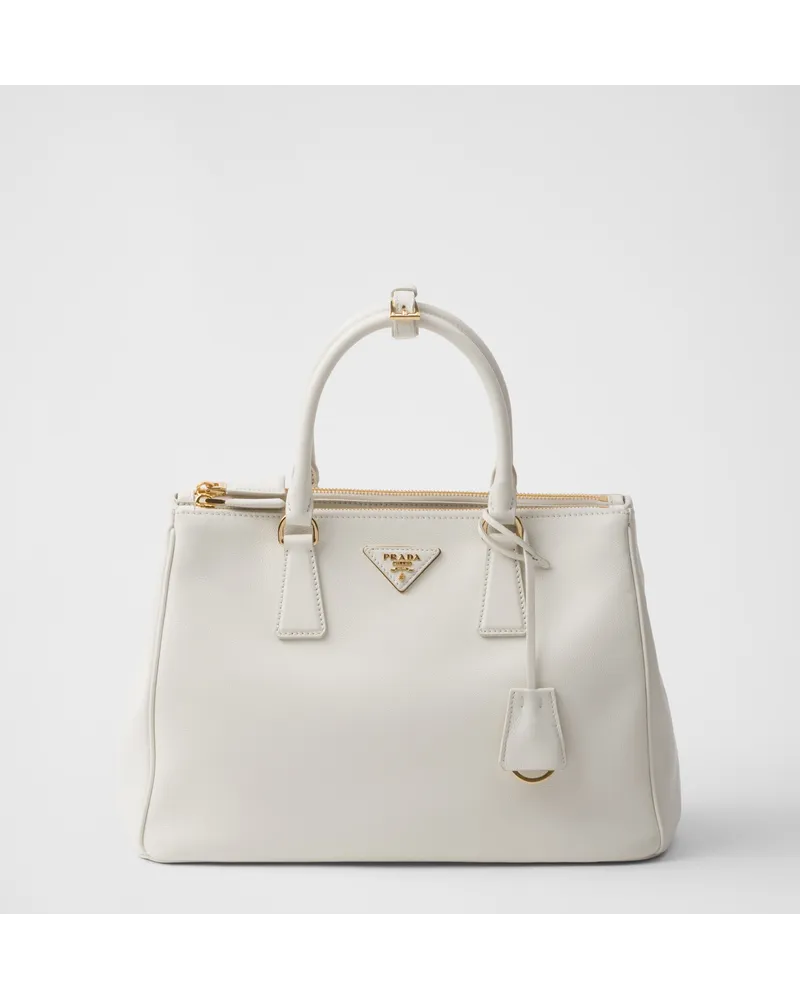 Prada Große  Galleria Tasche aus Leder Weiss