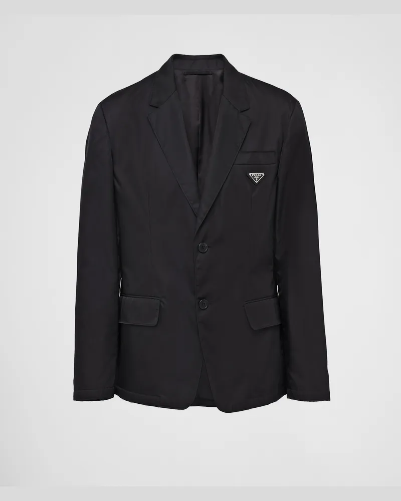Prada Einreihige Jacke aus Re-Nylon Schwarz