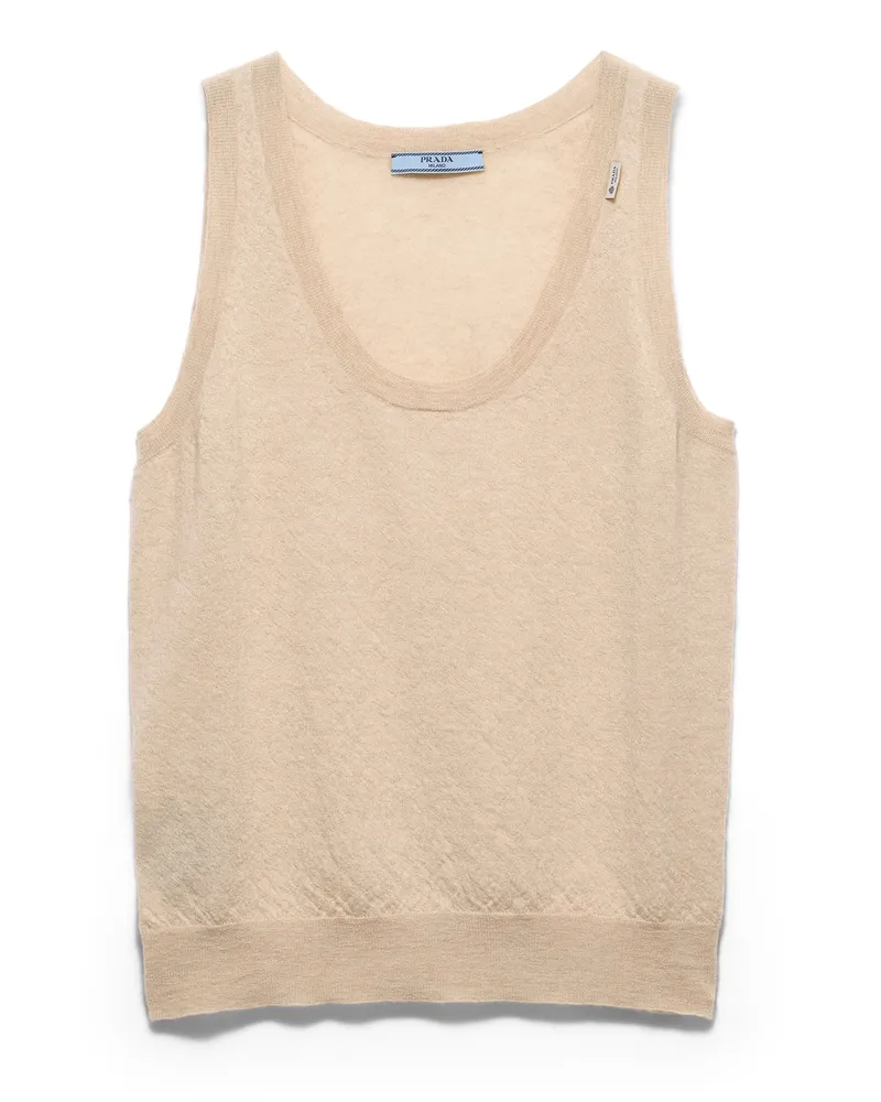 Prada Tanktop Aus Kaschmir, Damen, Wüstenbeige, Größe Wüstenbeige