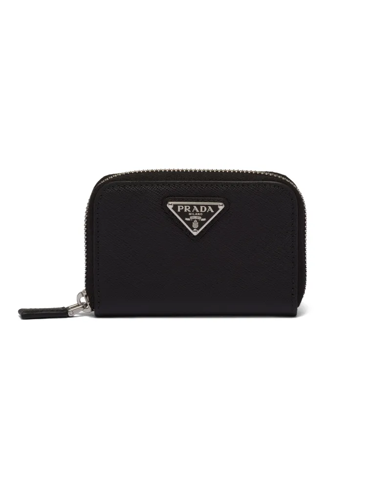 Prada Münzgeldbeutel Aus Saffiano, Herren, Schwarz Schwarz