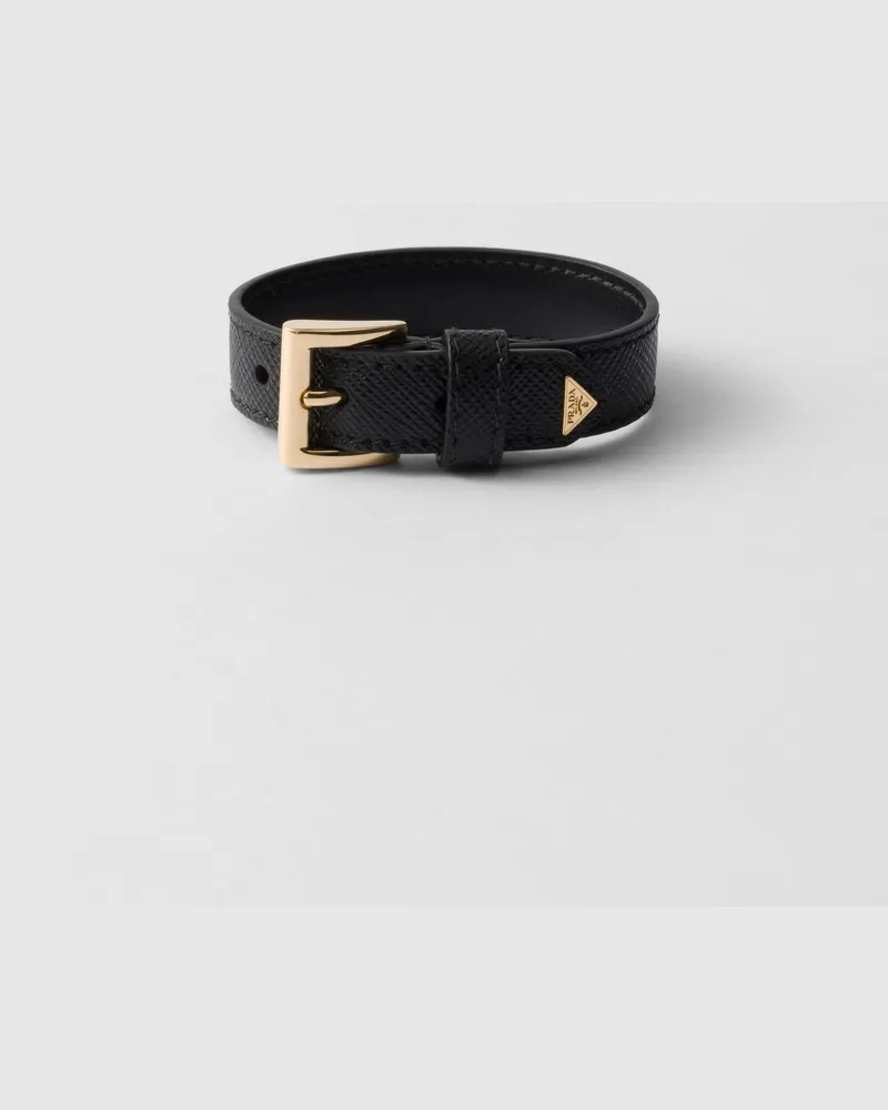 Prada Armband aus Saffiano-Leder Schwarz