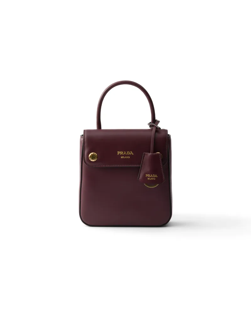Prada Carry Mini Handtasche Aus Leder, Damen, Burgunder Burgunder
