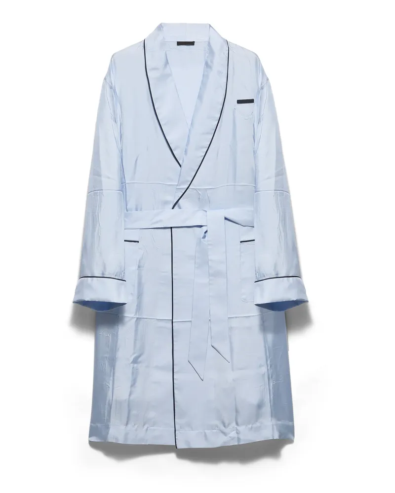 Prada Bademantel Aus Seide, Herren, Astro-blau, Größe Astro-blau