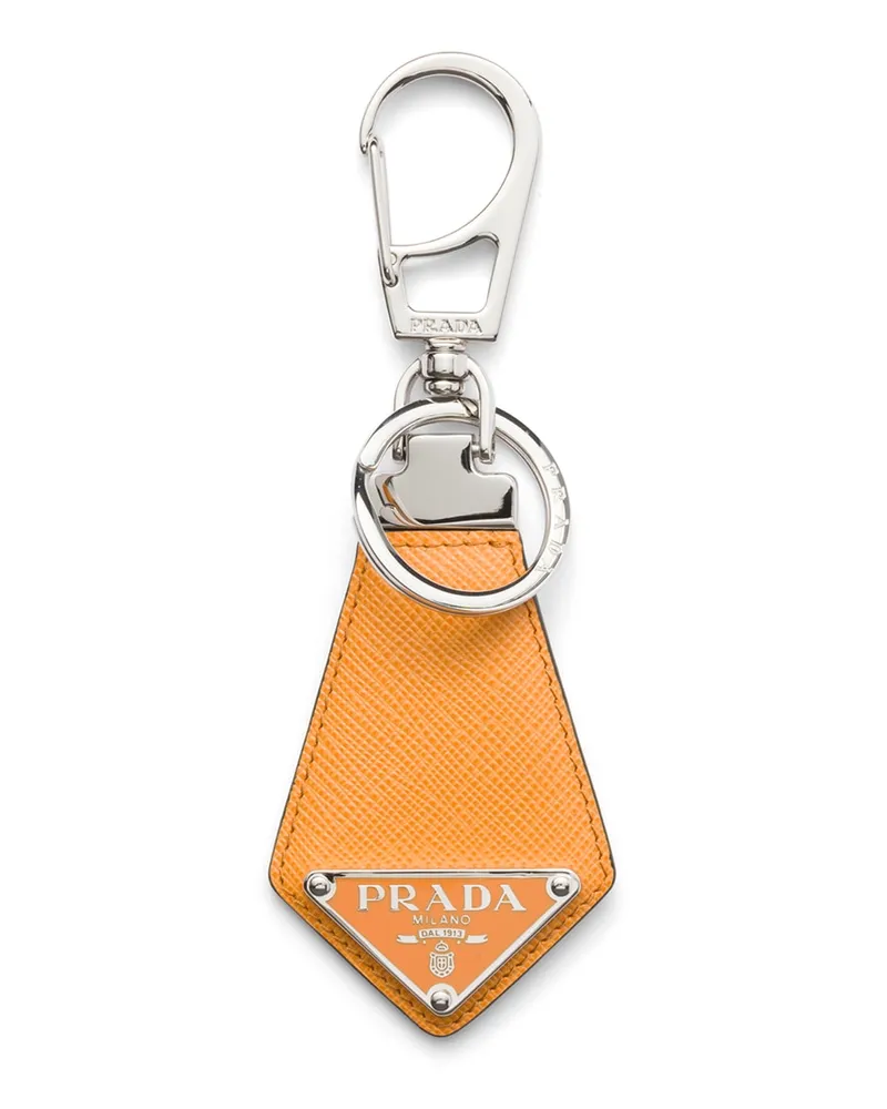 Prada Schlüsselanhänger Aus Saffiano-leder, Herren, Bernstein Bernstein