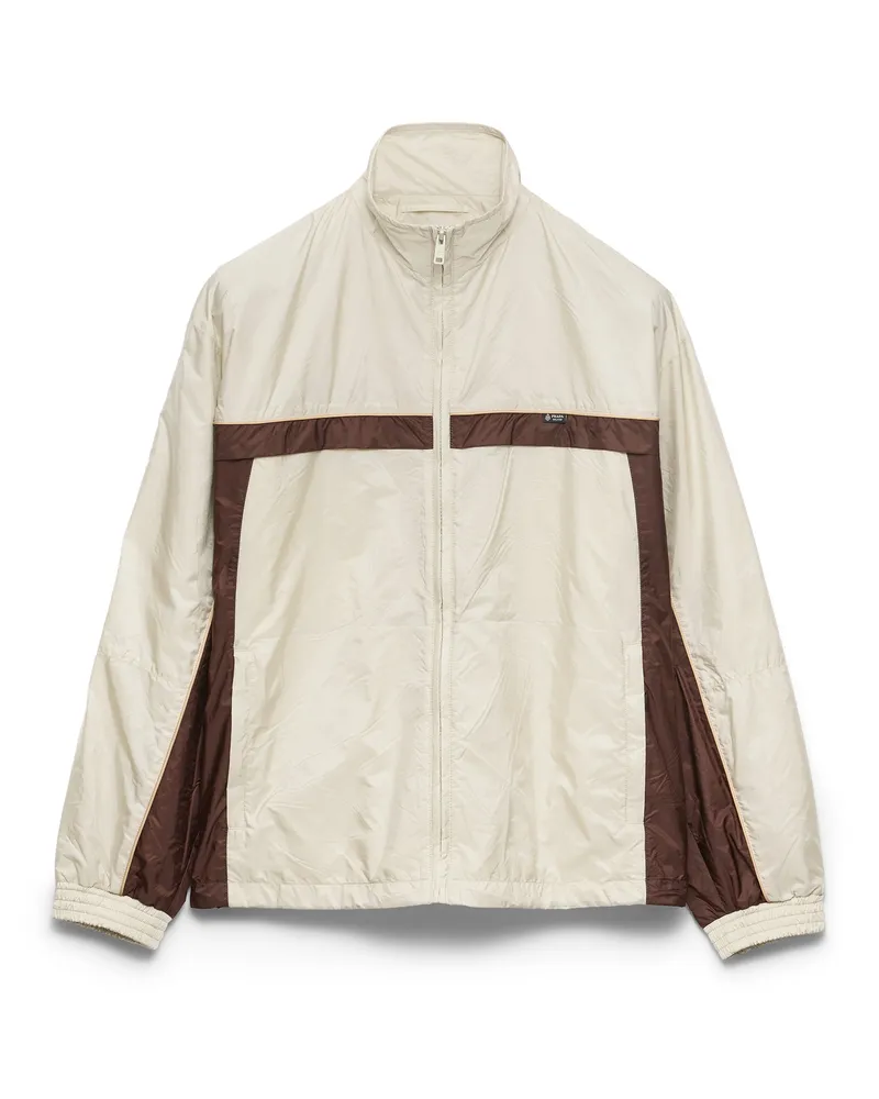 Prada Jacke Aus Re-nylon, Herren, Kalkweiß/ebenholz, Größe Kalkweiß