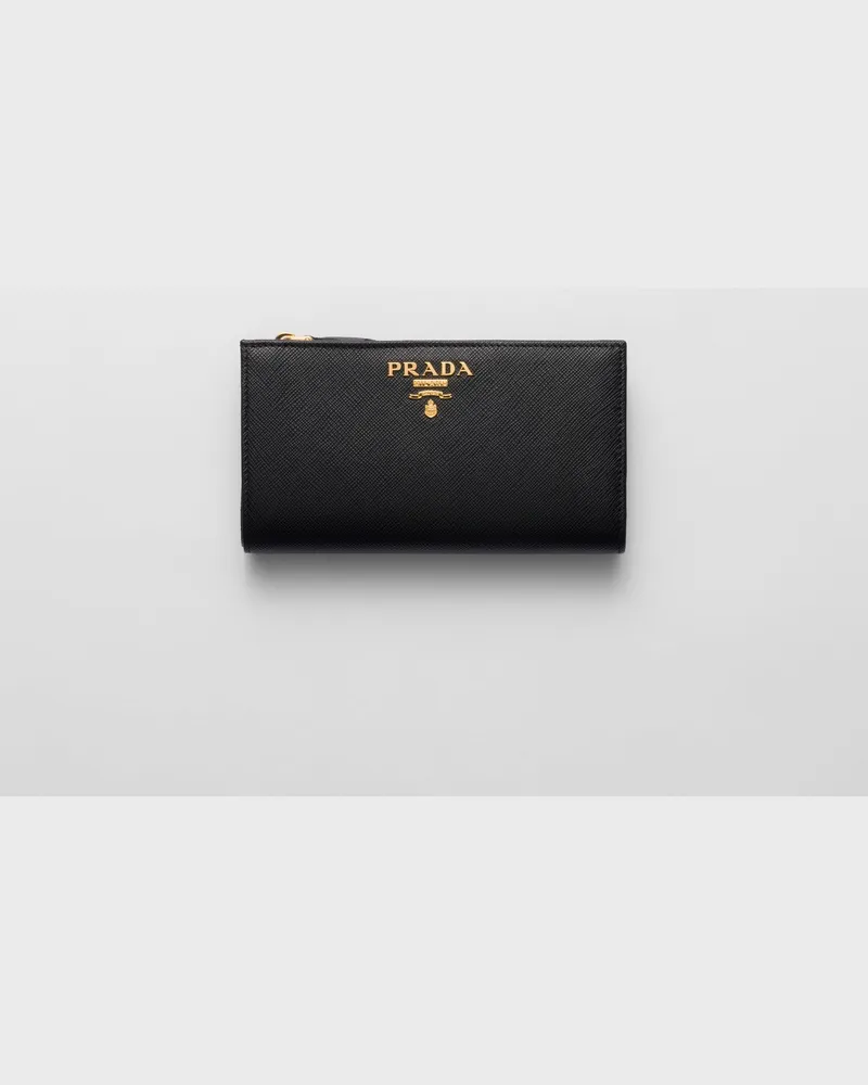 Prada Große Geldbörse aus Saffiano-Leder Schwarz