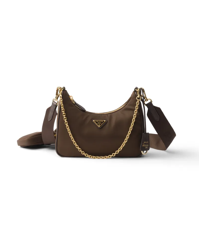 Prada Re-edition 2005 Tasche Aus Re-nylon, Damen, Warmes Braun Warmes
