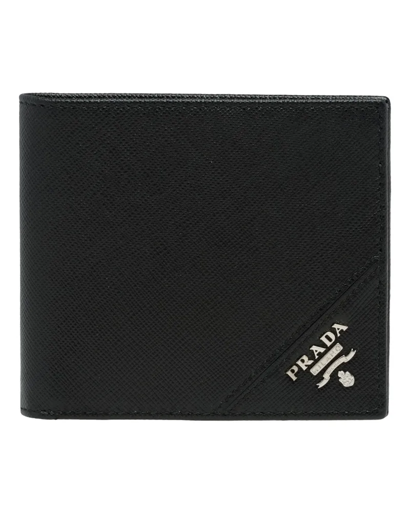 Prada Portemonnaie Aus Leder, Herren, Schwarz Schwarz