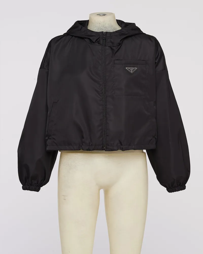 Prada Kurze Jacke Aus Re-nylon, Damen, Schwarz, Größe Schwarz