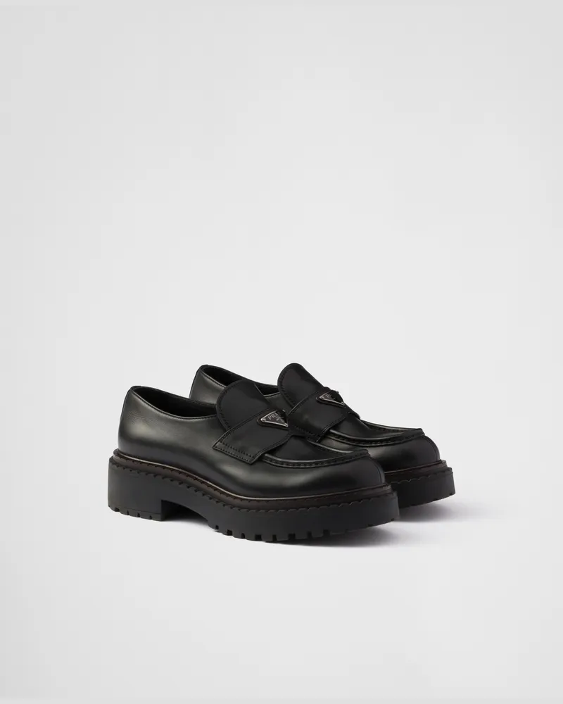 Prada Double Chocolate Loafer aus Leder Schwarz