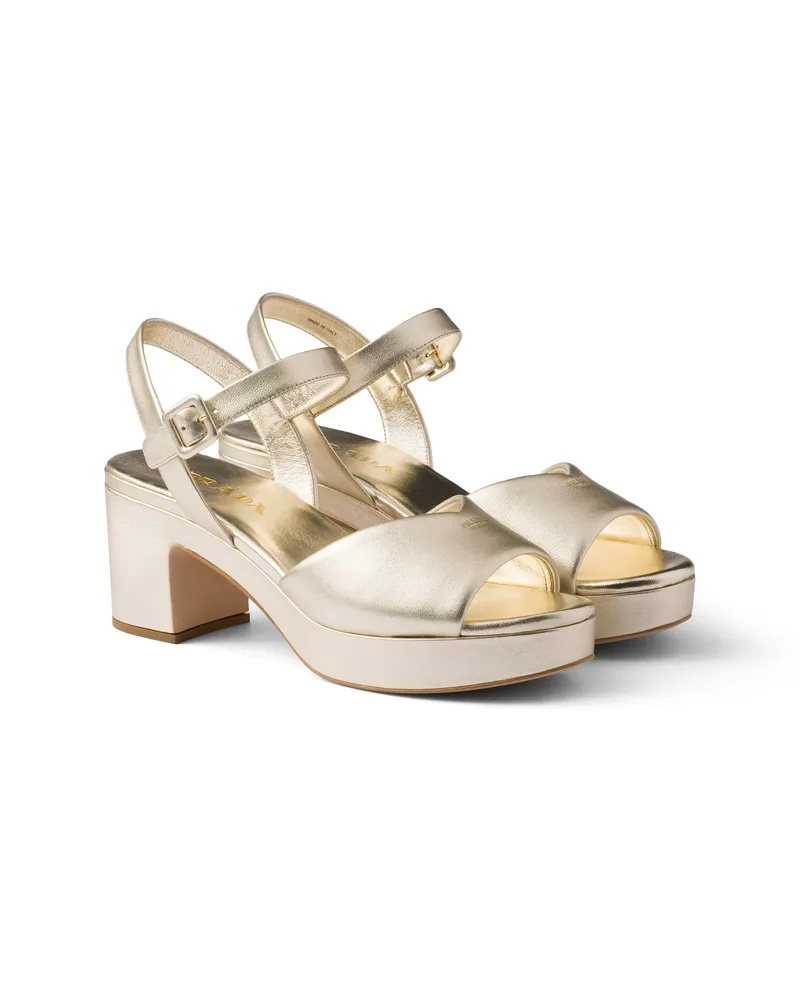 Prada Sandalen Aus Gepolstertem Nappa-leder, Damen, Pyrit, Größe Pyrit
