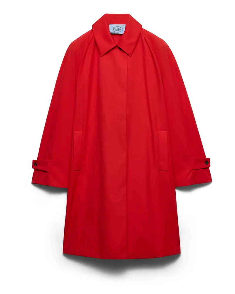Prada Einreihiger Mantel Aus Gabardine, Damen, Rot, Größe Rot