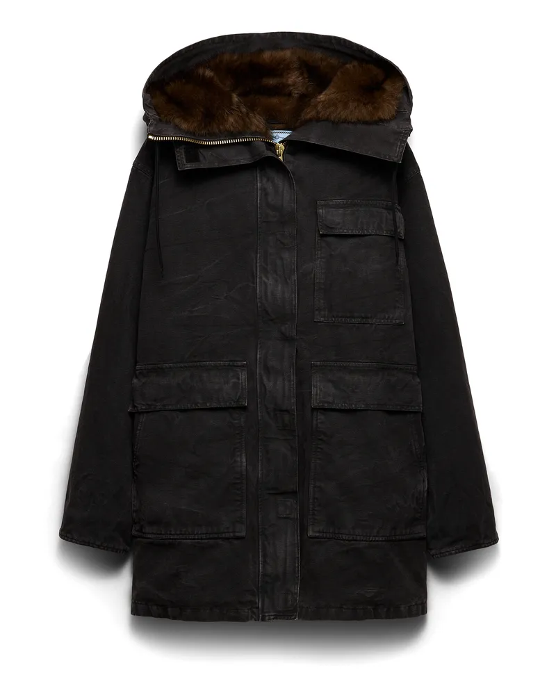 Prada Mantel Aus Canvas, Damen, Schwarz, Größe Schwarz