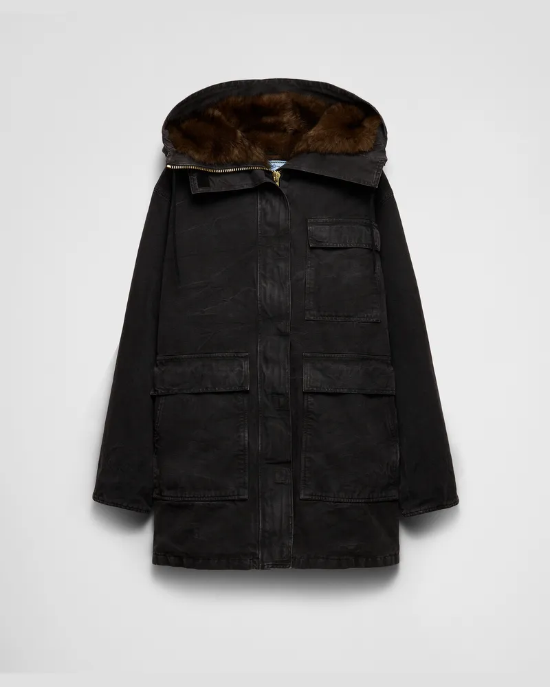 Prada Mantel aus Canvas Schwarz