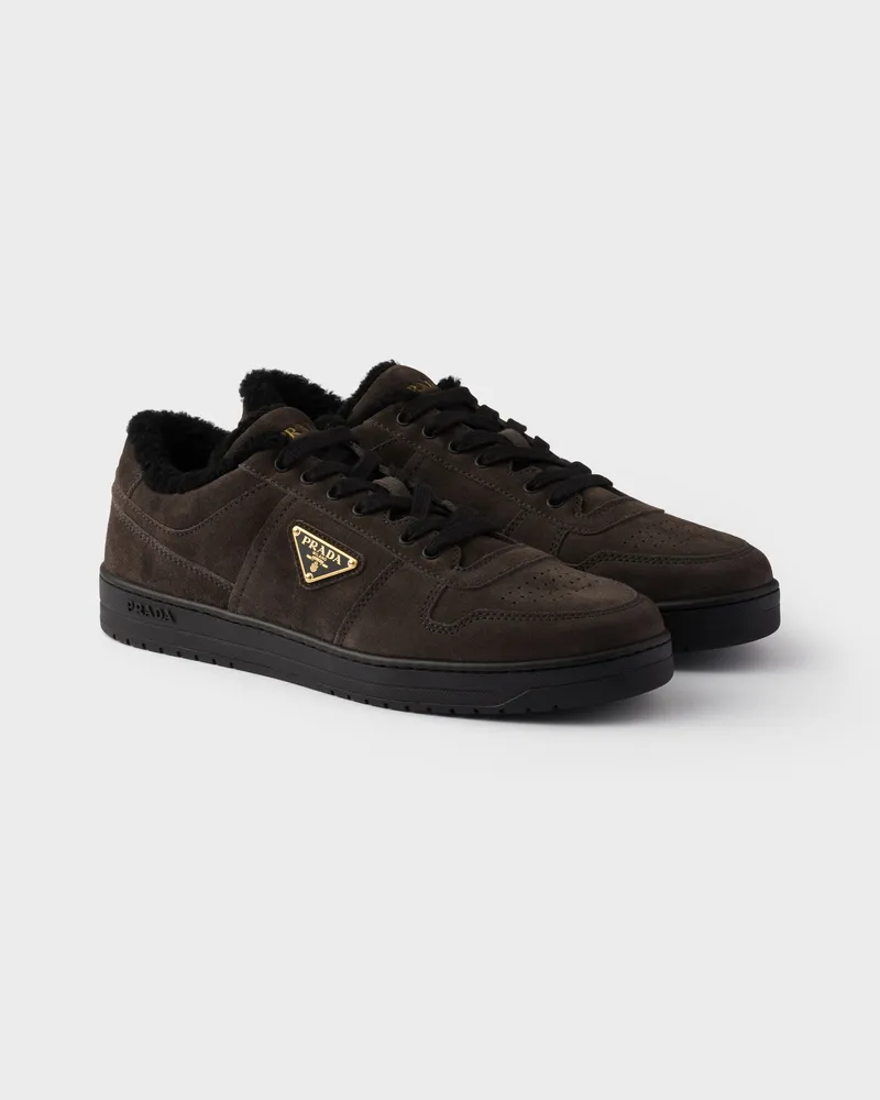 Prada Downtown Sneaker aus Wildleder Hämatit